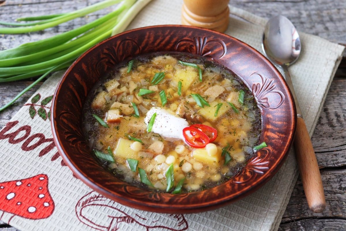 Грибной суп с птитимом: ароматный и сытный рецепт для всей семьи