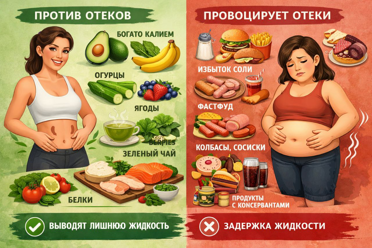 Как питание влияет на отеки и что с этим делать