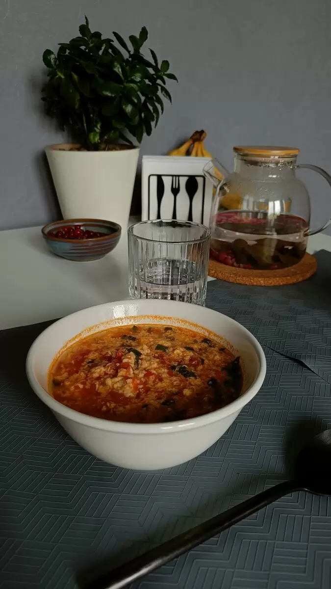 Томатно-яичный суп в китайском стиле